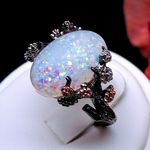 Sterling Silver Gray, Red, & White Floral Ring (6) Gray Photo 3