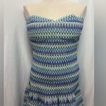 Wow Couture Colorful Embroidered Mini Dress Blue Green Strapless Dress Small Photo 0