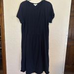 J. Jill Navy Blue M Lace Trimmed Tunic Dress Knee Length Short Sleeve Pockets Size M Photo 4