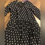 Garnet Hill Black Patterned  Bohemian Pocket dress black spring party casual $120 Photo 1