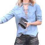 Paige Denim light blue, long-sleeved Lace-Up Shirt size small Photo 7