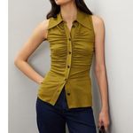 PROENZA SCHOULER WHITE LABEL Army Green Sleeveless Collared Button Front Top XL Photo 1