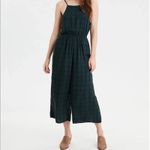 American Eagle Plaid Green Wide Leg Jumpsuit XS Vintage Y2K Christmas Academia Photo 1