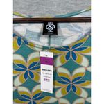 Agnes & Dora XL Frill Sleeve Top Womens Turquoise Geometric Pattern Photo 1