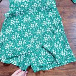 For Love & Lemons • Zamira Floral Romper kelly green white rayon ruffled wrap Photo 6