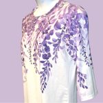 Cute white 3/4 sleeve top with purple and lavender leaf design! Size XL Photo 4