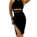 Aquazzura Lace Up Midi Pencil Skirt Black Size 4 Photo 3