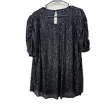 Torrid  Black‎ All Over Sequin Ruched Short Sleeve Top Size 1X Photo 5