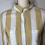BP  Yellow & White Striped Button Down Blouse Photo 1