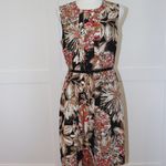 Trina Turk  Spellbound Belted Dress Red Black Tan Floral Size 4 Photo 2