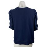 Ann Taylor LOFT Women's Blue Crewneck Short Puff Sleeve Knit Sweater Blouse Top Size M Photo 1