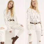 Free People NWOT Olivia Ivory Sheer Lace Long Sleeve Top Photo 3