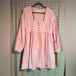 Anthropologie By | Pink Denim Long Sleeve Babydoll Dress, Size L Photo 3