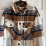 Ashley by 26 International Plaid Outerwear - Brown and Blue Size Large Shacket Photo 1