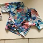 JoyLab NWT  floral watercolor short sleeve swim top size small Photo 3