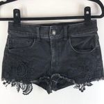 American Eagle Womens Hi-Rise Shortie Crochet Detail Super Stretch Black 6 Photo 0