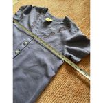 Vintage Blue Cactus Linen Dress Made in USA Boho Painted Print Drop Waist M/L Purple Size M Photo 2