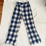 Free People Buffalo Plaid Navy Blue & White Wide Leg Pants Photo 3