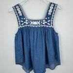 Lovers + Friends Dream Catcher tank top chambray floral embroidered blue white Photo 2