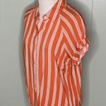 Code x Mode Orange/White Striped Button Up Tie Front Casual Blouse S Photo 6