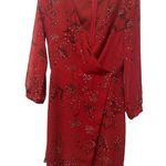 Madewell  Hazelwood Faux Wrap Dress 2 Red Floral Mini Long Sleeve V-Neck Boho Photo 1