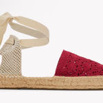 Soludos Women's The Lauren Lace Up Crochet Espadrilles Red Size 7-7.5 Photo 0