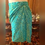 Peter Som Turquoise & Gold Silk Draped Skirt Photo 1