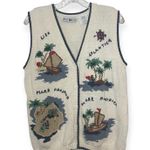 White Stag Collection Nautical Knit Sweater Vest Island Sailboat Coastal Theme L Size L Photo 0