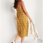 Old Navy Strap Plaid Midi Dress Women XL Yellow Western Farm Prairie Peasant Photo 10
