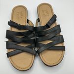 Naturalizer  Winda Black Leather Strappy Comfort Flat Sandals Women US 7.5 Photo 0