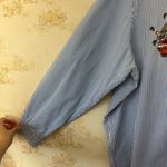 Vintage 90s blue striped denim fall pumpkin patch teddy bear button up shirt Size XXL Photo 4