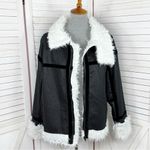 Princess Polly Mariana PU Faux Fur Lined Jacket Black Small Medium Moto Biker Photo 1