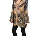 Free People Boho Navy Magic Mystery Tunic Dress Bell Sleeves XS Photo 2
