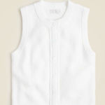 J.Crew NWT Cropped Button-up Sweater Shell White Photo 0