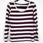 Nike Womens Striped Long Sleeve Tee Maroon White Sz M Photo 0