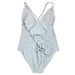 Aerie  One Piece Swimsuit Light Blue Lace Trim Criss Cross Back Size S Photo 1
