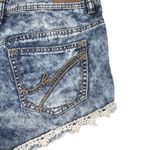 Harmony & Havoc Lace Embroidered Blue Acid Wash Distressed Denim Shorts NWOT Photo 2