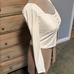 Forever 21 Forget 21 cream corset style Long Sleeve ribbed Top Photo 2