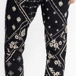 Johnny Was JW Los Angeles Devi Seam Paisley Embroidery Jogger Pants Black XS Photo 0