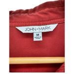 John Mark Shirt Dress Medium Red Long Sleeve 100% Tencel Button Front Roll Tab Photo 2