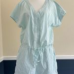 Vineyard Vines Seersucker Striped Romper in Aqua Size Large Short Sleeve Photo 1