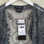 Pisarro Nights Beaded Bolero Shrug Evening Jacket Size 4 Gray Mother of Bride Photo 13