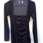 Princess Polly Womens Size 4 black velvet embers mini dress Photo 3