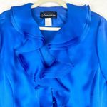 Frascara Silk Formal Jacket Top Size 22 Blue 3/4 Sleeve Ruffle Wedding Guest Photo 2