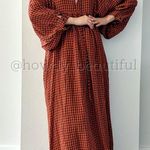 MR. LARKIN Checkered Burnt Orange Balloon Sleeves Maxi Dress Black Size XS Photo 8
