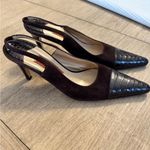 Cole Haan Size 10 Chocolate Brown Suede & Genuine Alligator Slingback Heels Photo 2