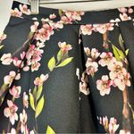 Alya Francesca’s Women’s Black Cherry Blossom Floral Print Box Pleated Midi Lg Photo 1