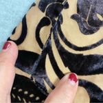 Hale Bob Vintage  Small Silk V Neck Velvet Burnout Tie Shoulder Black Brown Dress Photo 10