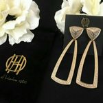 House of Harlow 1960 Mesa Door Knocker Earrings in Gold and Crystal NWT Photo 1