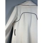 SOIA & KYO Wool‎ Blend Cream Coat Asymmetrical Zip Front Black Trim Elegant Luxury Sz Large Photo 10